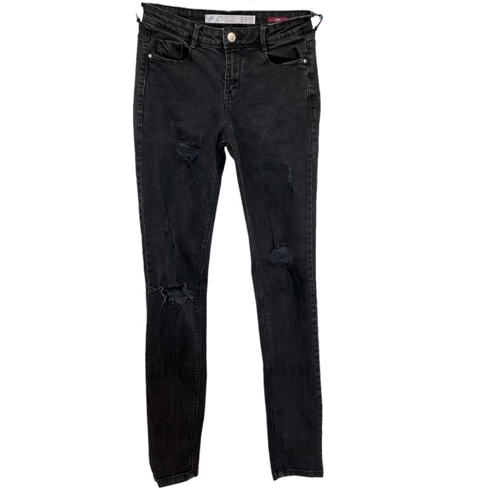 Zara Trafaluc TRF‎ Women's Jeans Size 2 EUR 34 Black Skinny Distressed